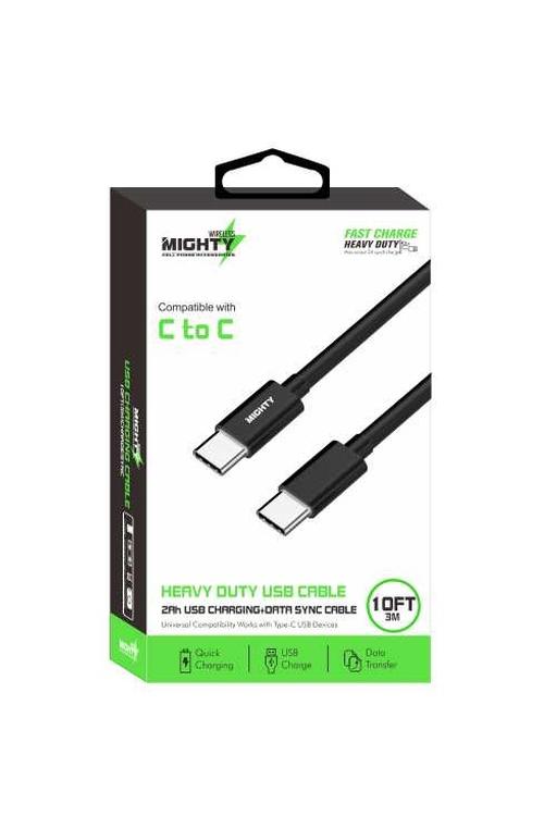 Mighty Fast Charging 10FT Type-C to Type-C Cable Black MK24